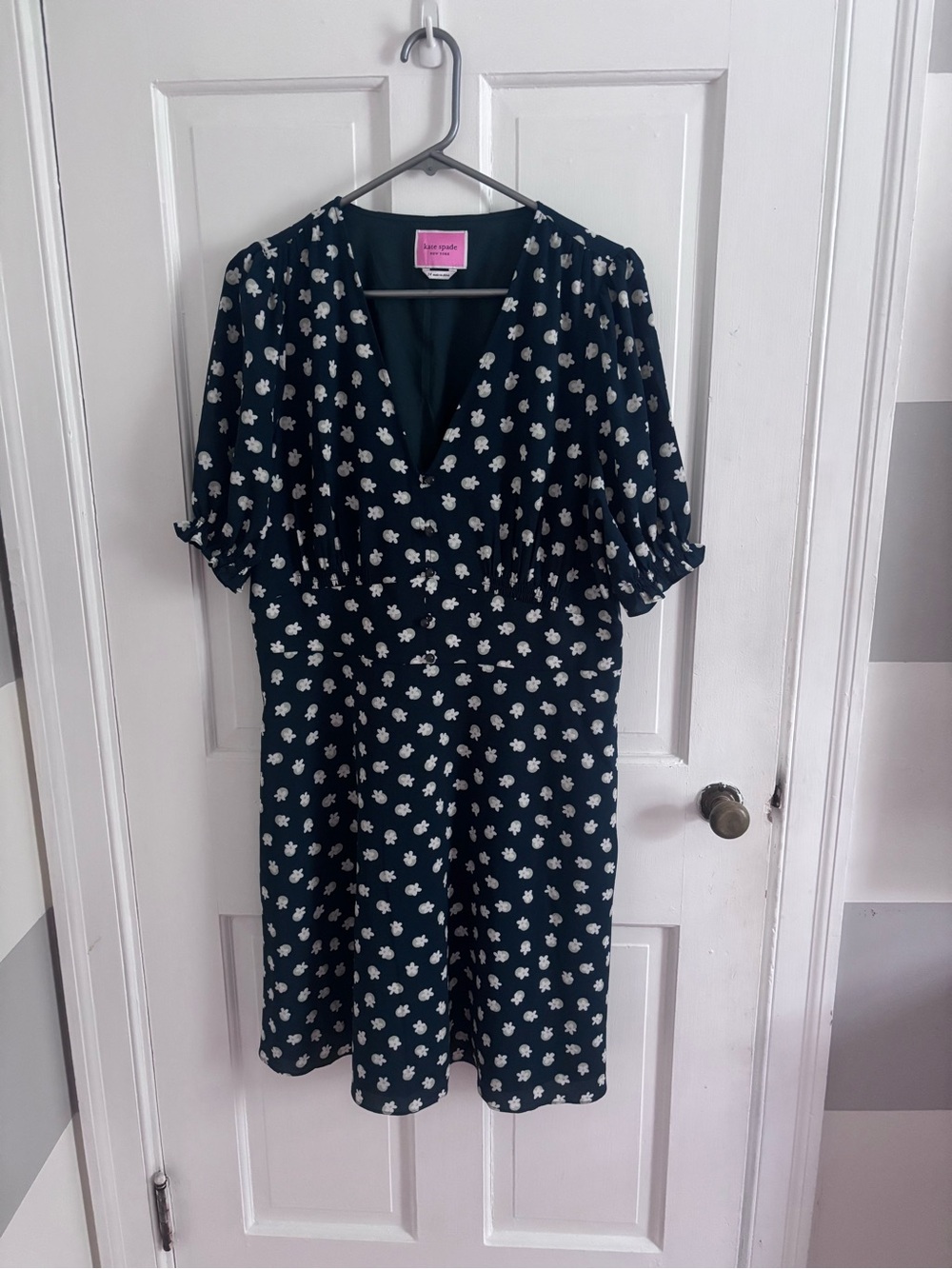Kate Spade NY Silk Green Floral Fit & Flare Dress Size Autumn Wedding Guest Dres - Picture 3 of 10